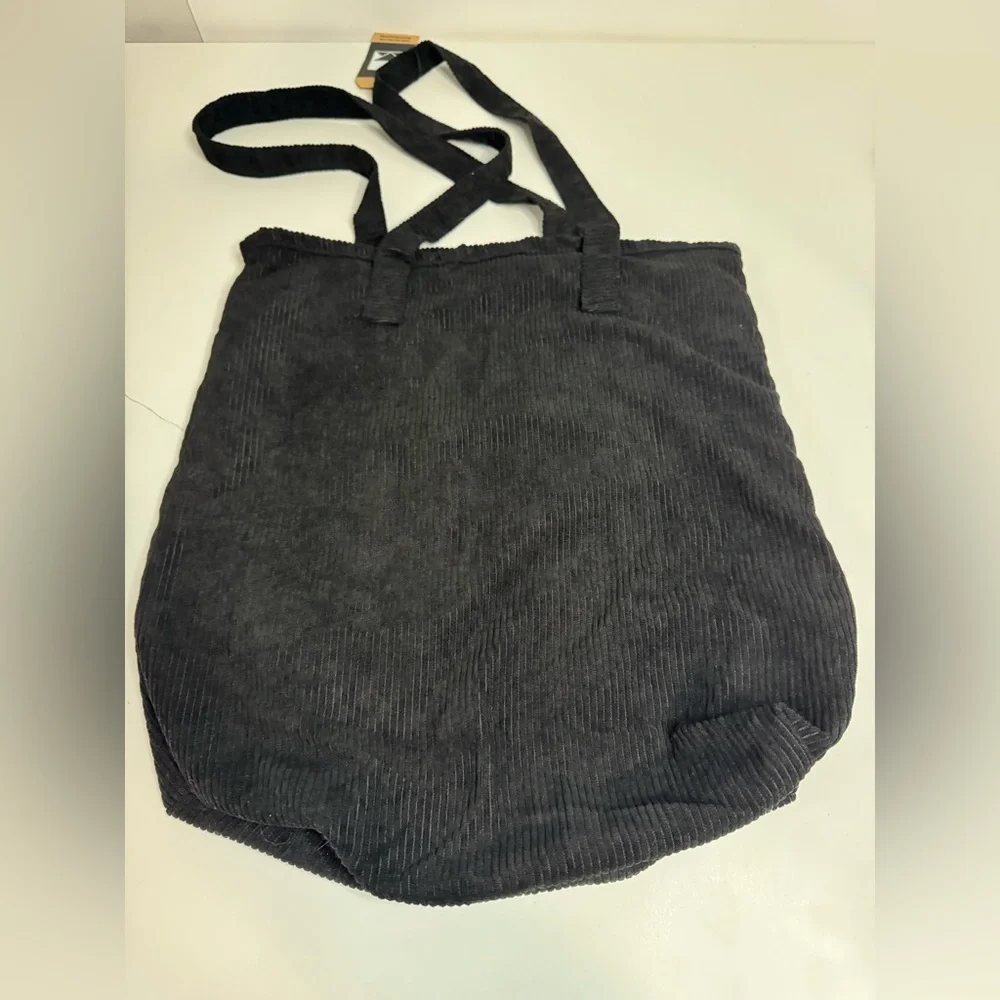 Dikotomy Black Corduroy Large Shoulder Tote Bag Oversized Everyday Carryall NWT - Picture 5 of 7